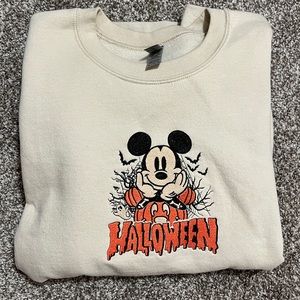 Mickey Halloween Embroidered Crewneck Sweatshirt - sand
